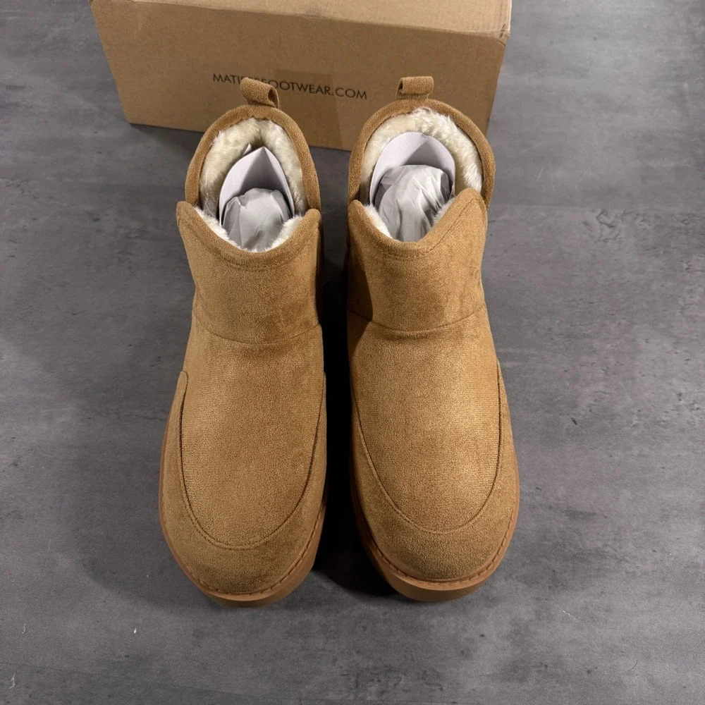 Matisse Boots Mens 10 Alps Chestnut Faux Shearling Fur Platform Chunky Slipper